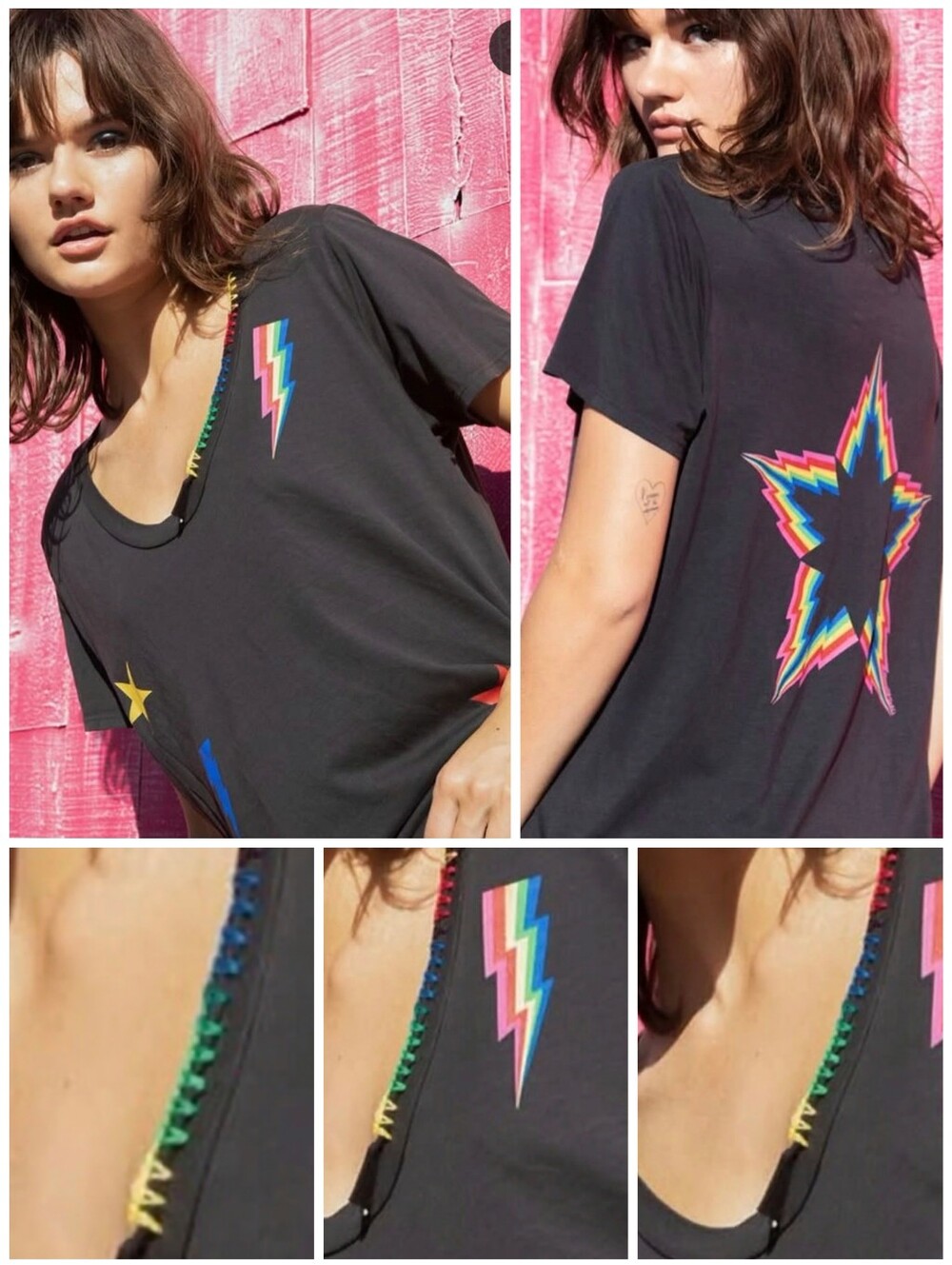 Lauren Moshi Embroidered Lightening Star Elara tee